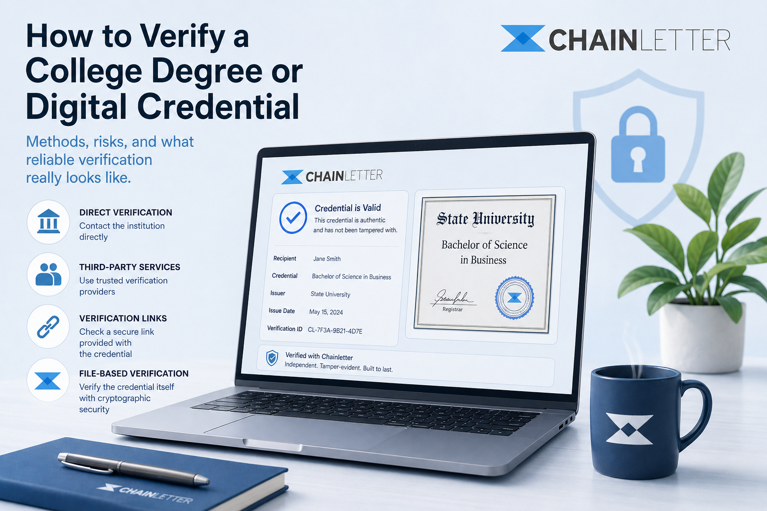 Diploma and credential verification page